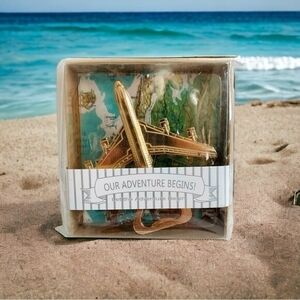 Gold Airplane Bottle Opener 3.5" Let The Adventure Begin Metal Gift NIB